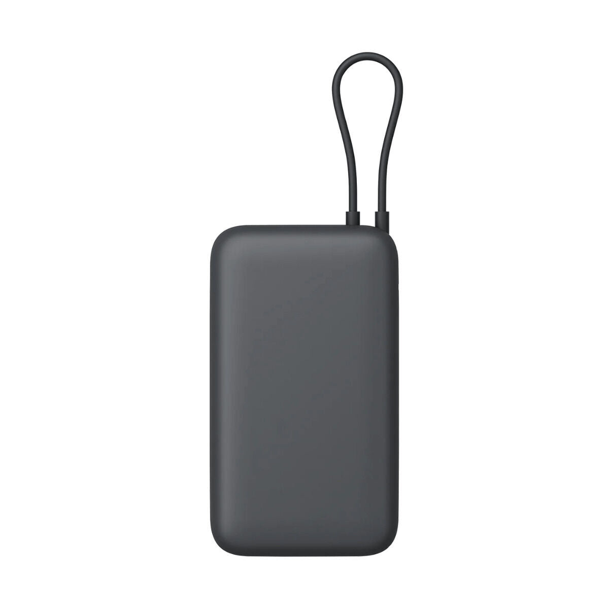 Zijaanzicht van de Xiaomi Powerbank 20000 mAh in zwart met handvat.