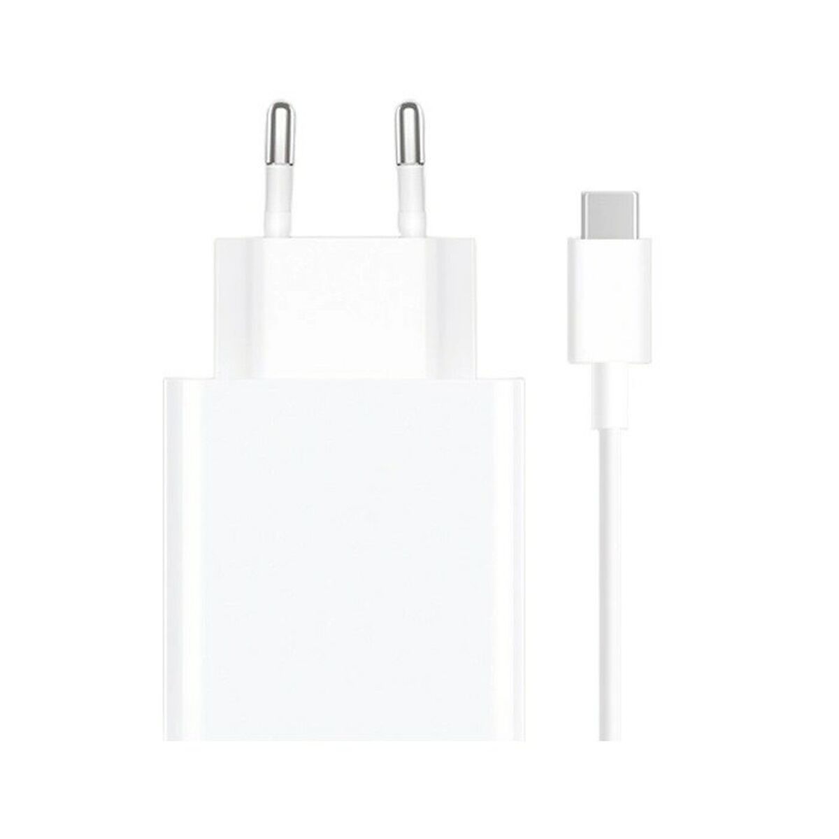 Xiaomi Combo 120 W snellader in wit met USB-C kabel, bovenaanzicht.
