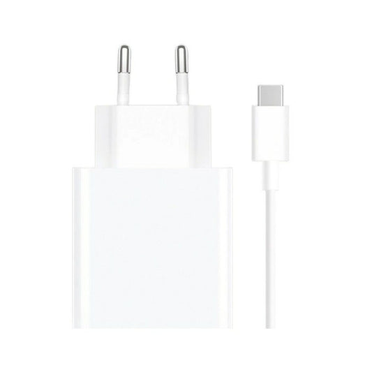 Xiaomi Combo 120 W snellader in wit met USB-C kabel, bovenaanzicht.