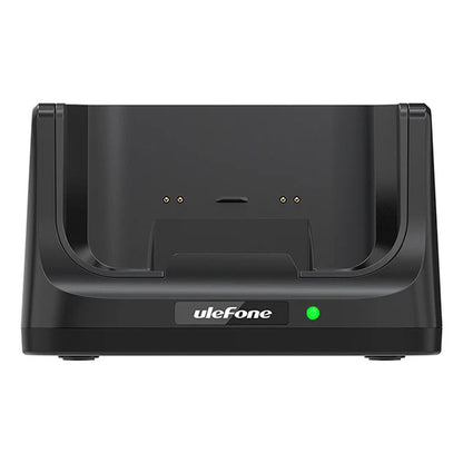 Ulefone Dock laadstation in zwart, gebruiksvriendelijk ontwerp met oplaadindicator.