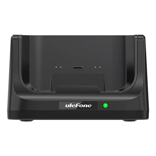 Ulefone Dock laadstation in zwart, gebruiksvriendelijk ontwerp met oplaadindicator.