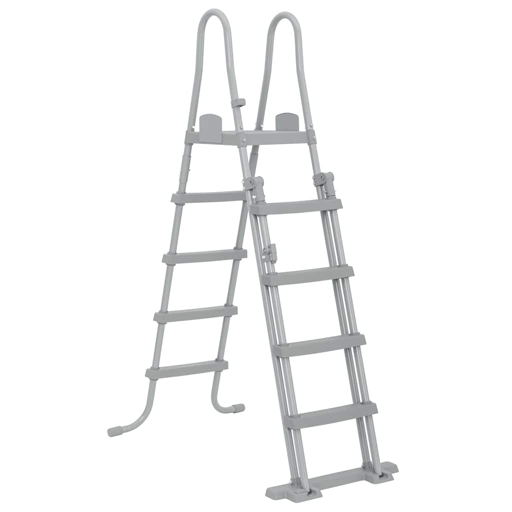 Bestway Flowclear zwembadladder met 4 treden en stevig stalen frame in grijs.