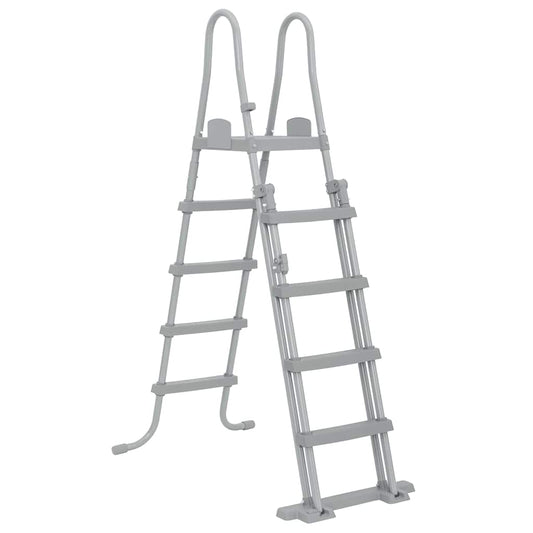 Bestway Flowclear zwembadladder met 4 treden en stevig stalen frame in grijs.
