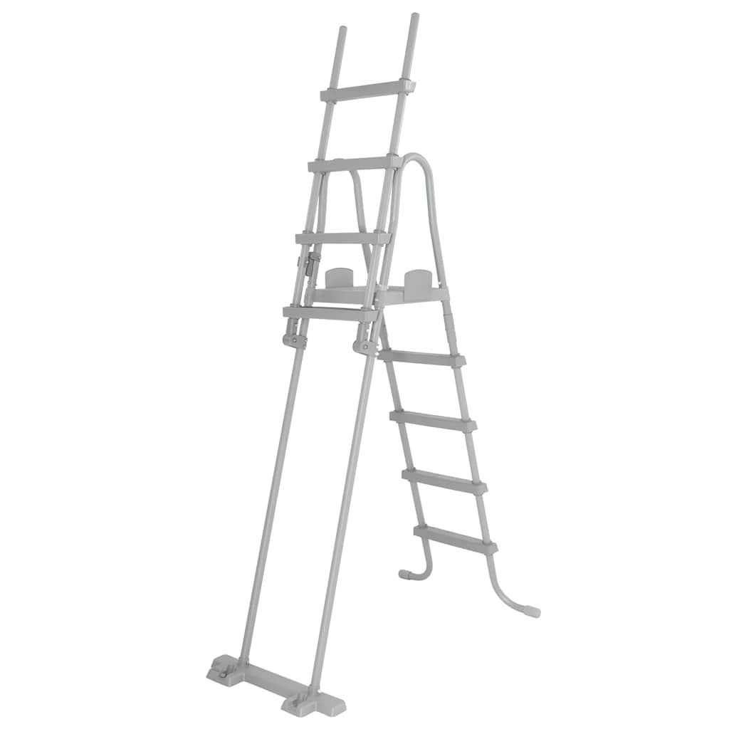 Detail van de Bestway Flowclear zwembadladder met 4 treden, zijaanzicht.