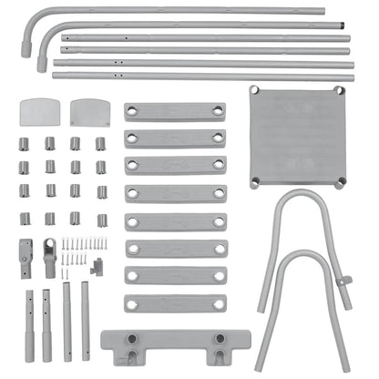 Detail van de onderdelen en bevestigingen voor de Bestway Flowclear zwembadladder.