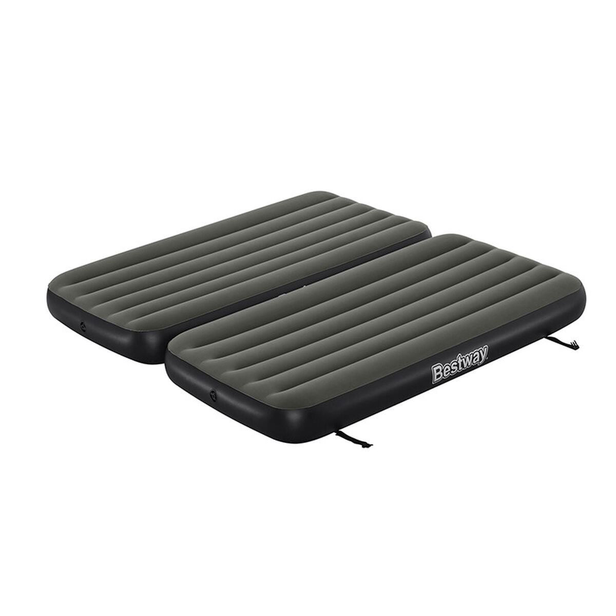 Bestway 3 in 1 opblaasbaar matras in zwart en grijs, met ribbelstructuur.