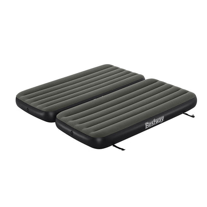 Bestway 3 in 1 opblaasbaar matras in zwart en grijs, met ribbelstructuur.