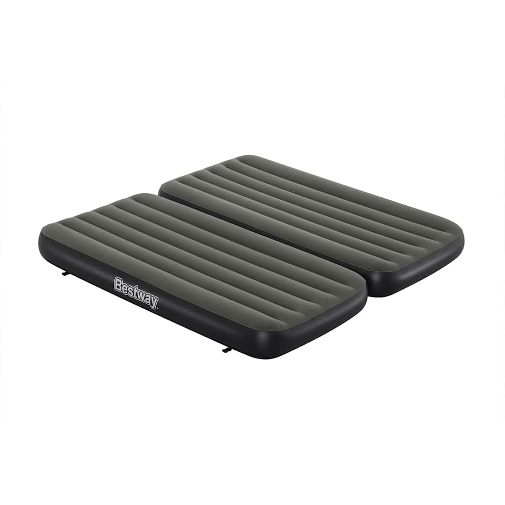Detail van het Bestway 3-in-1 luchtbed in zwart en grijs, zijaanzicht met ribbelstructuur.
