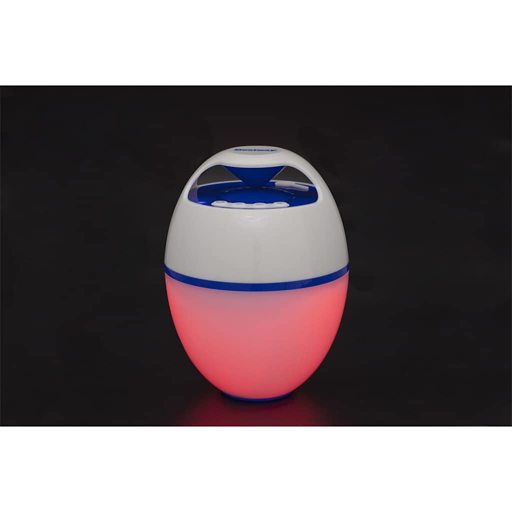 Detail van de Bestway Bluetooth luidspreker met kleurrijke LED-verlichting in een ronde vorm.