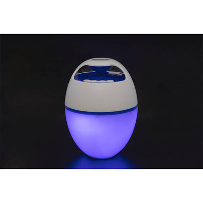 Detail van de Bestway Bluetooth luidspreker met LED-verlichting in een ronde vorm.