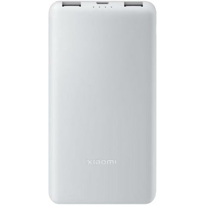 Detail van de Xiaomi Powerbank 10000mAh in wit, met indicatorlampjes bovenaan.
