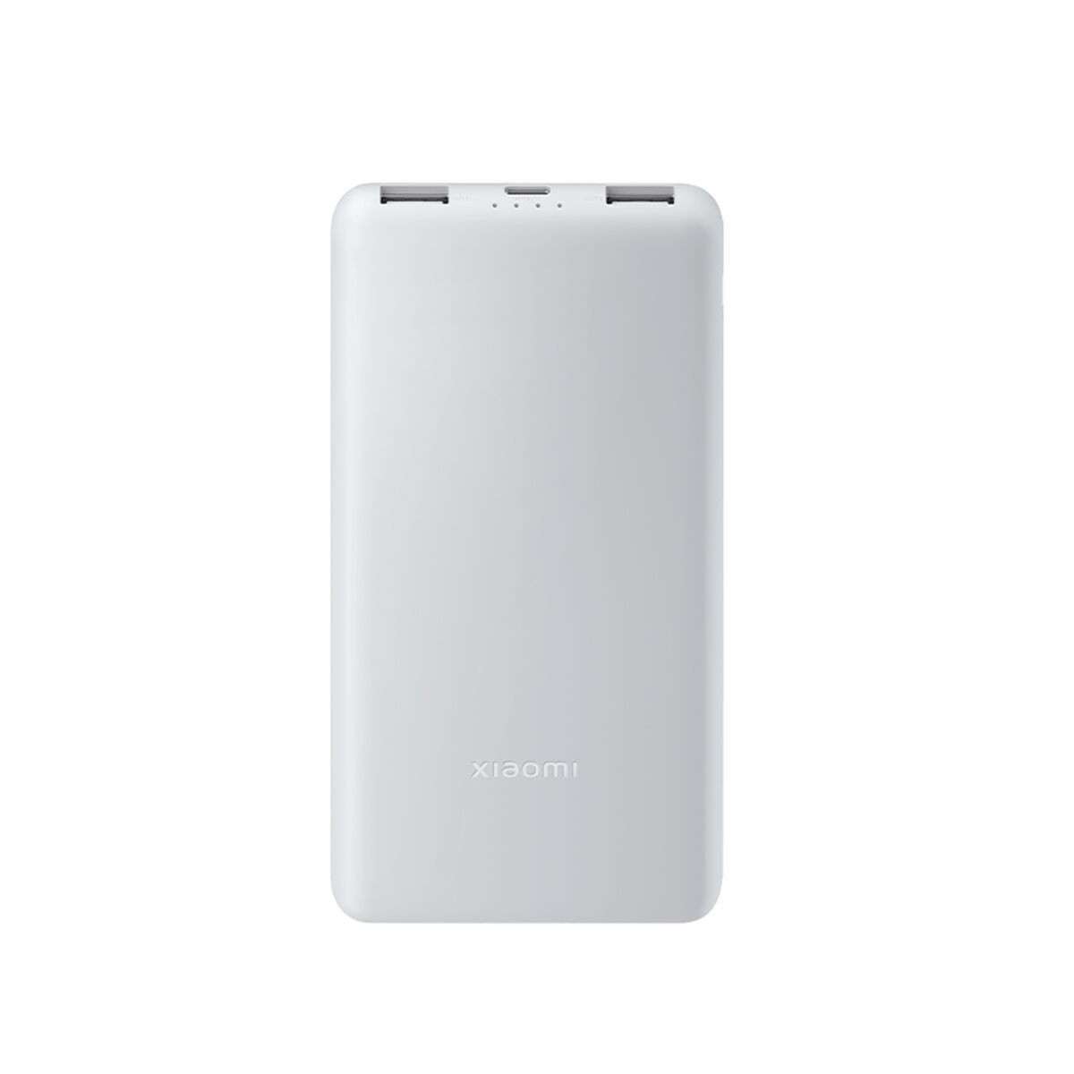 Xiaomi Powerbank 10000mAh in wit, vooraanzicht met twee USB-poorten.