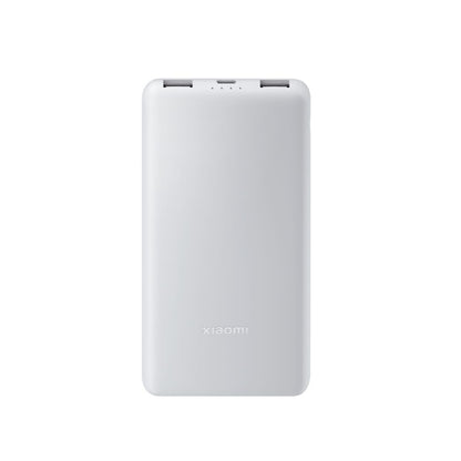 Xiaomi Powerbank 10000mAh in wit, vooraanzicht met twee USB-poorten.