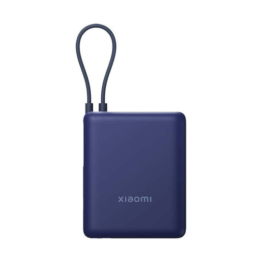 Xiaomi Powerbank 10000 mAh in blauw, compact en ergonomisch ontwerp.
