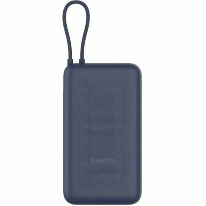 Zijaanzicht van de blauwe Xiaomi Powerbank 20000 mAh met een handige lus.