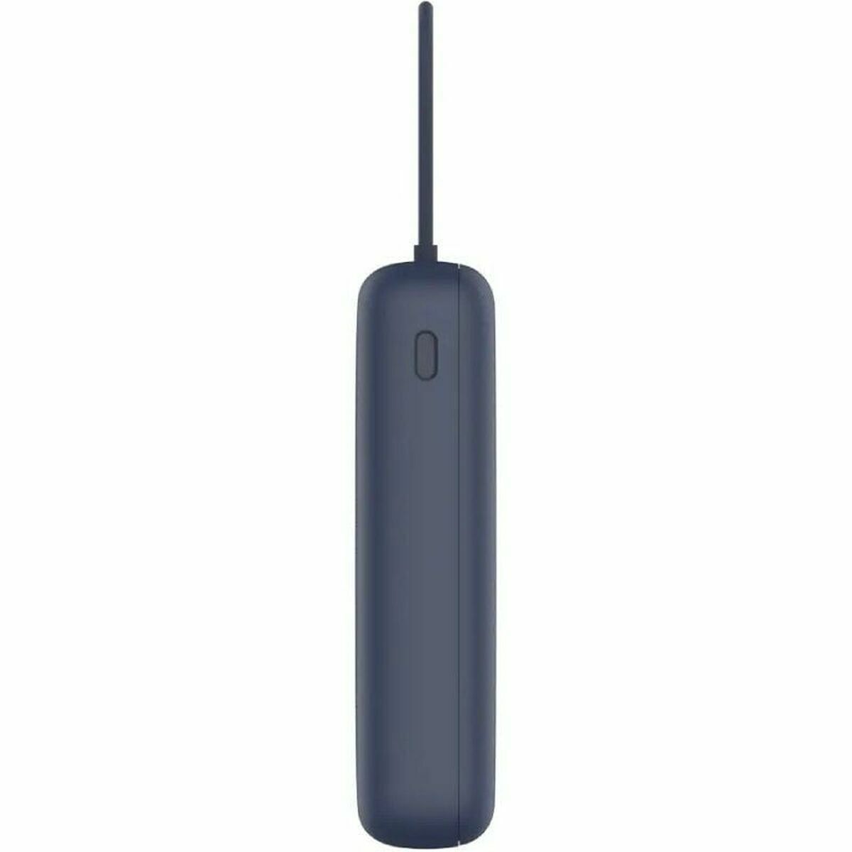 Zijaanzicht van de blauwe Xiaomi Powerbank 20000 mAh met een slank ontwerp.