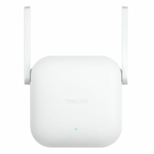 Xiaomi WIFI RANGE EXTENDER N300 in het wit, met twee externe antennes voor versterkt Wi-Fi-signaal.