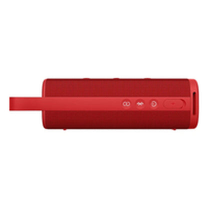 Zijaanzicht van de Xiaomi QBH4263GL draagbare Bluetooth luidspreker in rood met knoppen.