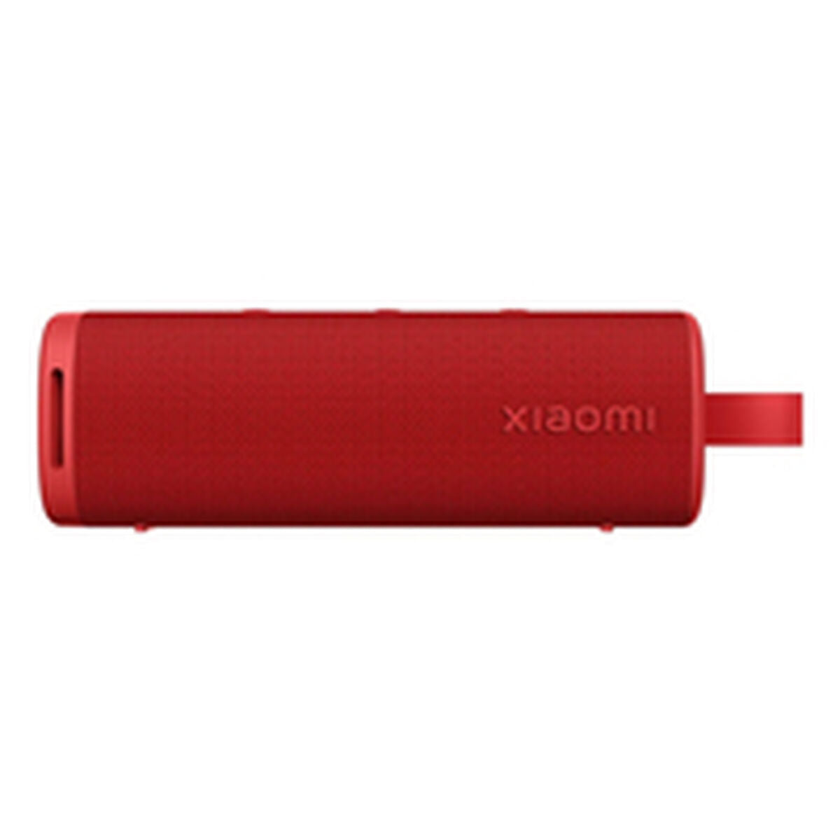 Zijaanzicht van de Xiaomi QBH4263GL draagbare Bluetooth luidspreker in rood.
