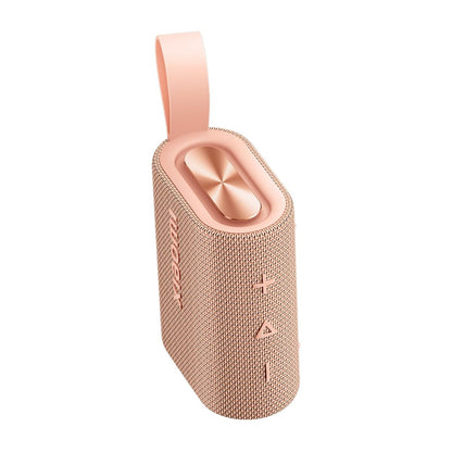 Roze Xiaomi SOUND POCKET Bluetooth-luidspreker met volumeknoppen en draaglus, zijaanzicht.
