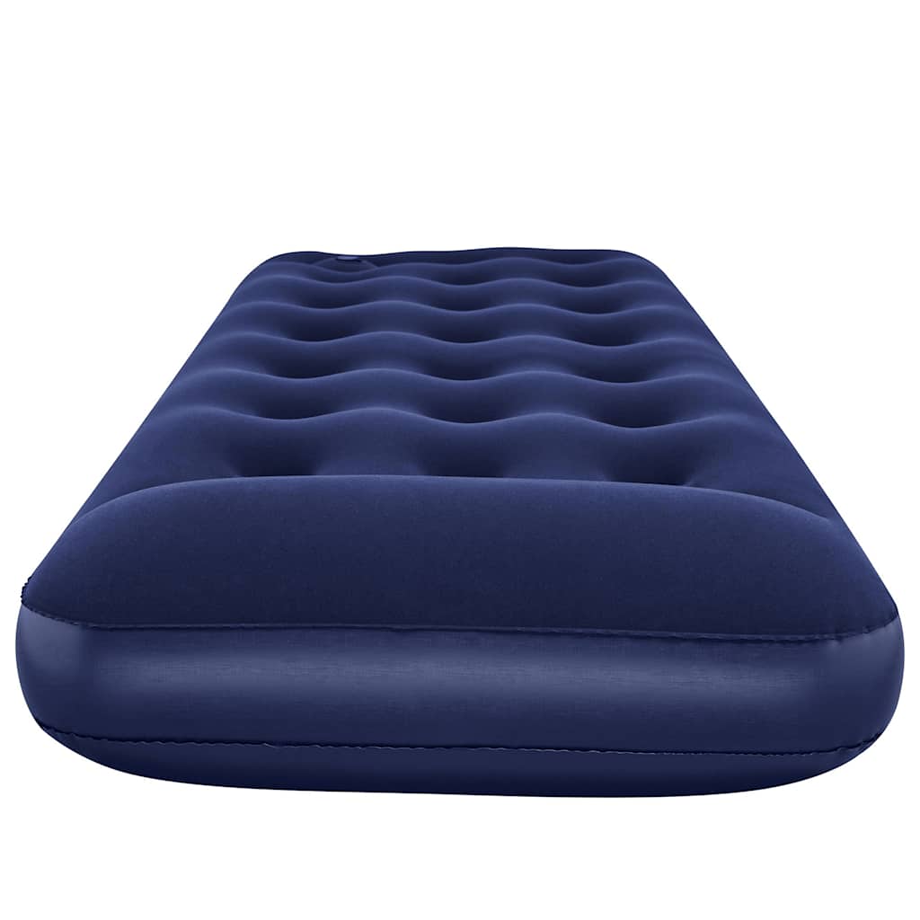 Detail van het Bestway luchtbed in donkerblauw, zijaanzicht met comfortabele ribbels.