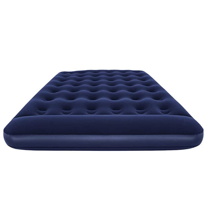 Detail van het Bestway luchtbed met ingebouwde voetpomp, zijaanzicht met ribbelstructuur.