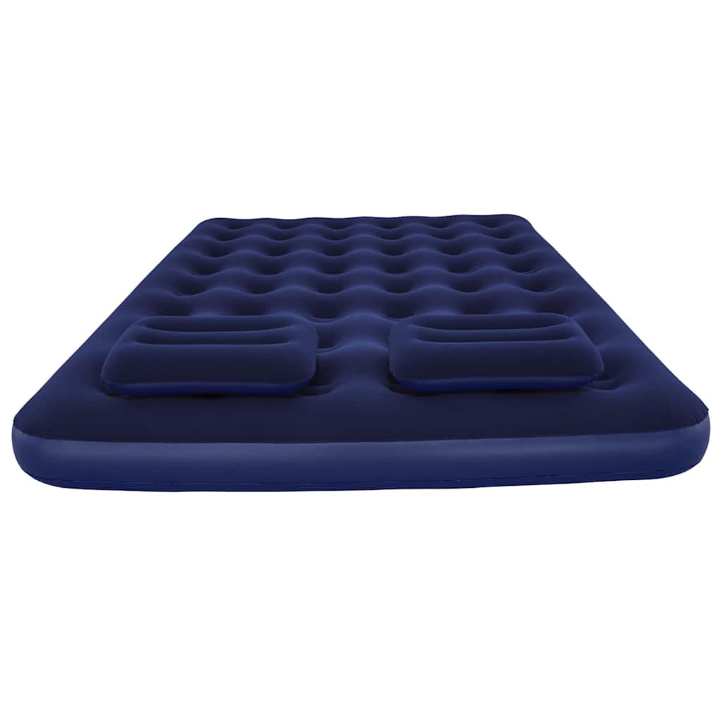 Detail van het Bestway luchtbed met kussens, zijaanzicht in donkerblauw.