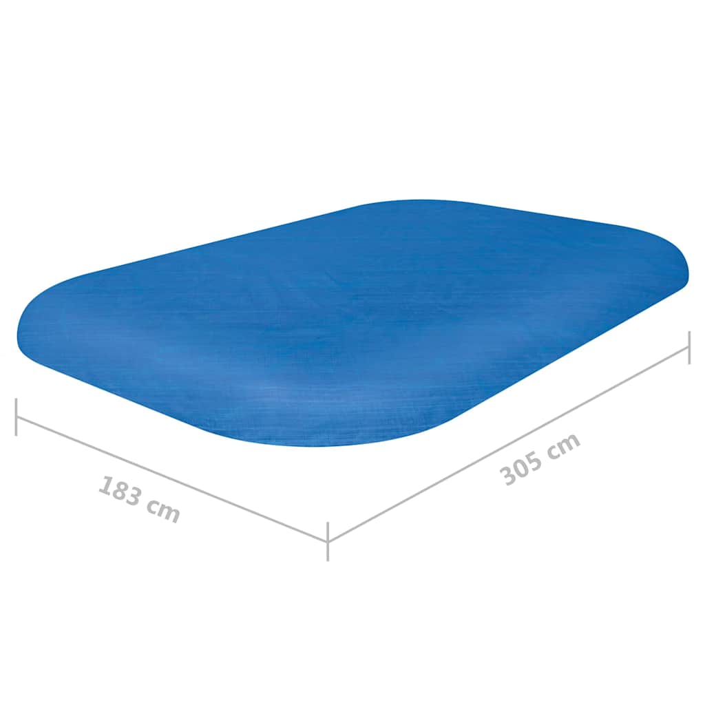 Detailweergave van de Bestway Flowclear zwembadhoes in blauw, met afmetingen 305x183 cm.