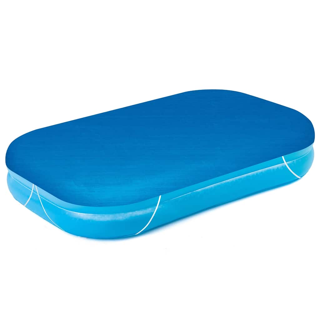 Detail van de Bestway Flowclear zwembadhoes in blauw, zijaanzicht met waterafstotende afwerking.
