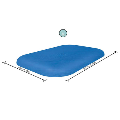 Detail van de Bestway Flowclear zwembadhoes met afwateringsgaatjes en afmetingen 262x175 cm.