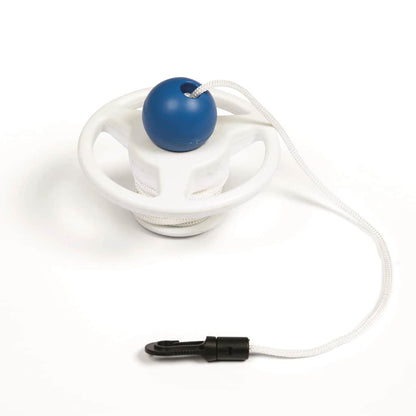 Detail van de blauwe drijver met bevestigingshaak van de Bestway Aquatronix zwembadrobot.
