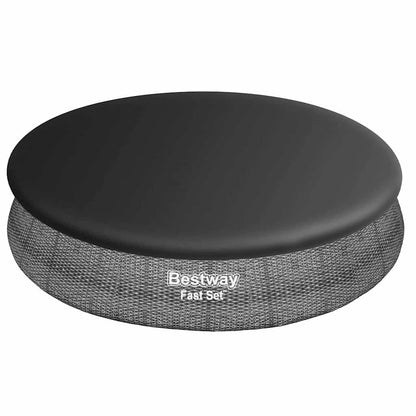 Detail van de Bestway Flowclear zwembadhoes met een ronde, grijze afwerking en zwart bovenoppervlak.