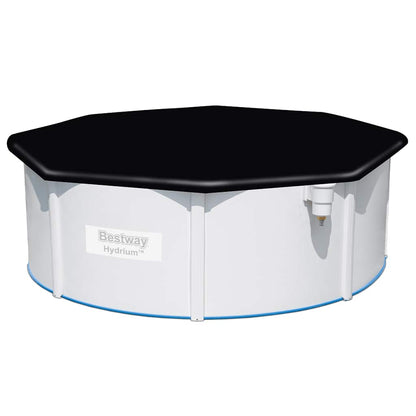 Zwarte Bestway Flowclear zwembadhoes van 396 cm, bovenaanzicht met stevige bevestiging.