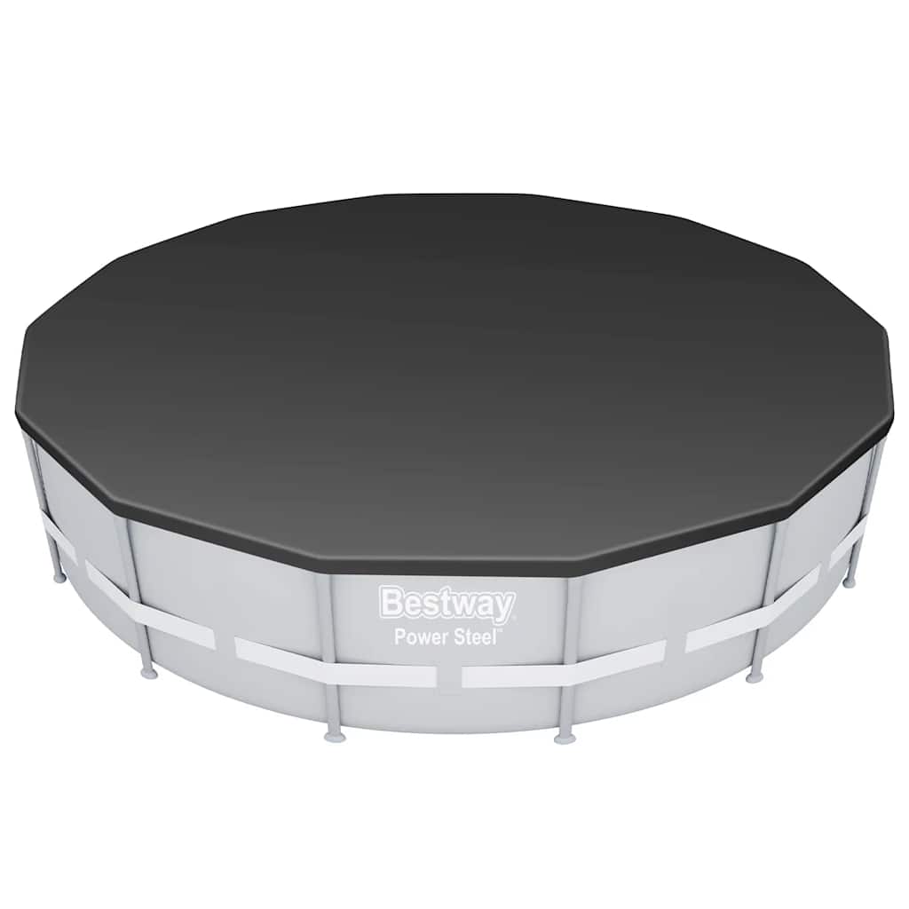 Detail van de Bestway Flowclear zwembadhoes met een ronde, grijze afwerking.