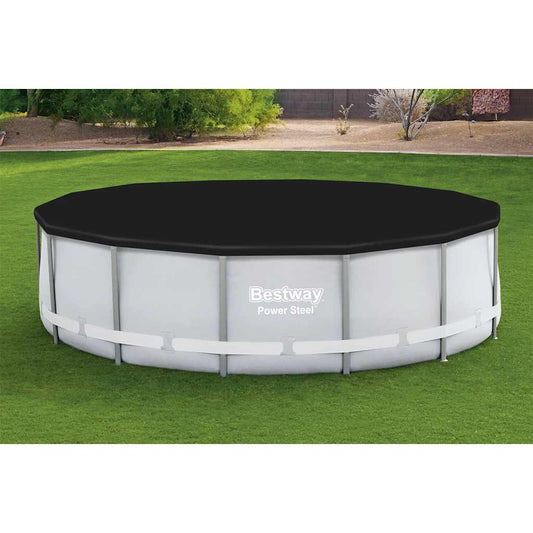 Zwarte Bestway Flowclear zwembadhoes van 396 cm, perfect voor vuilbescherming.
