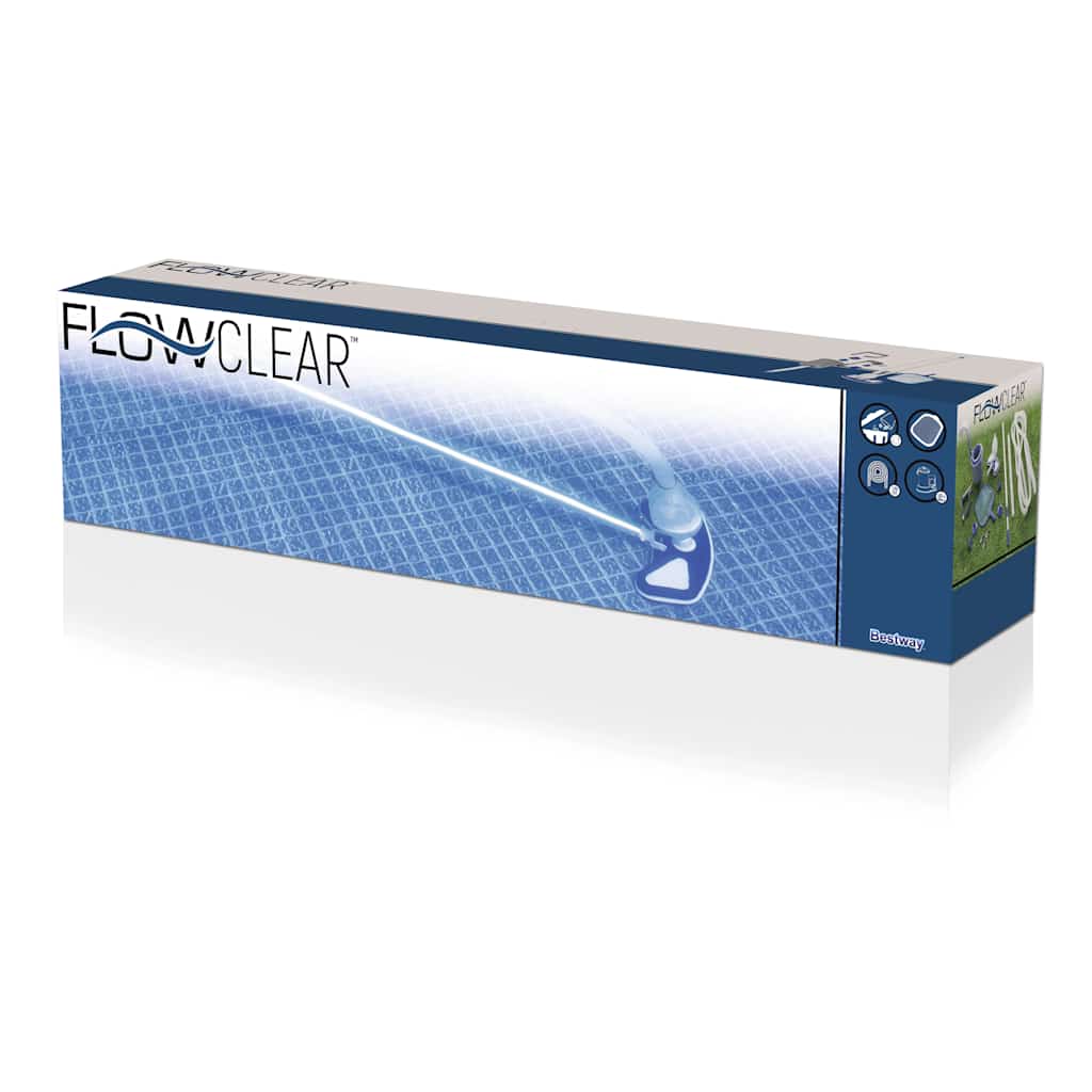 Bestway Flowclear deluxe zwembad onderhoudsset in verpakking, met duidelijke productinformatie.