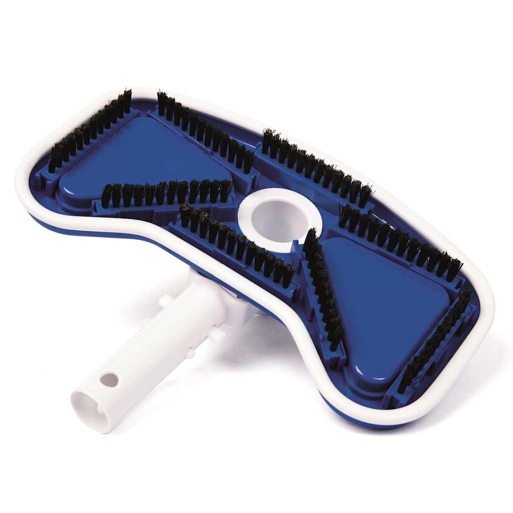 Detail van de blauwe zwembadborstel van de Bestway Flowclear deluxe onderhoudsset.