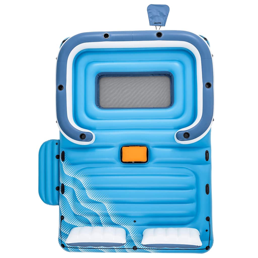 Detail van het Bestway Tropical Breeze drijfeiland met zonnescherm en ingebouwde bekerhouders.