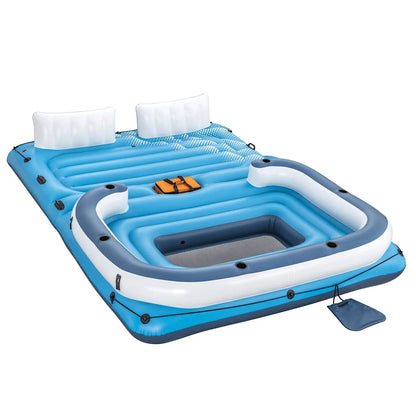 Detail van het Bestway Drijfeiland Tropical Breeze met ingebouwde bekerhouders en koeltas.