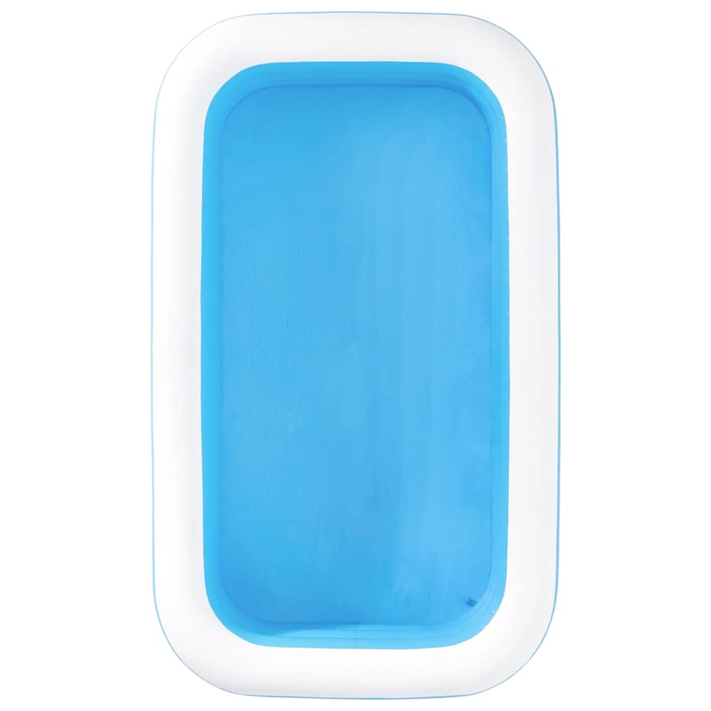 Detail van het Bestway opblaasbare zwembad met een helderblauwe binnenkant en witte rand.
