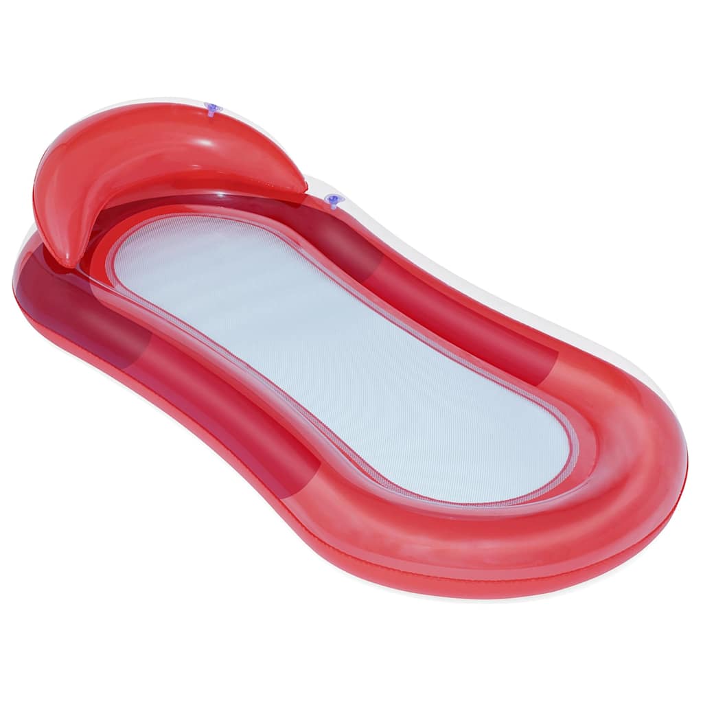 Rode Bestway Aqua Lounge zwembadlounger met hoofdsteun en mesh bodem.