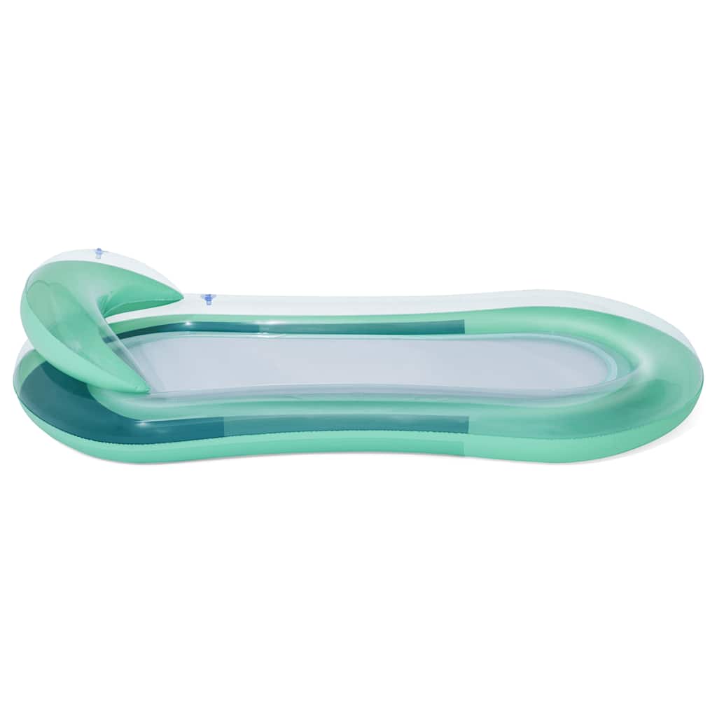 Detail van de Bestway Aqua Lounge zwembadlounger in groen met hoofdsteun en mesh bodem.