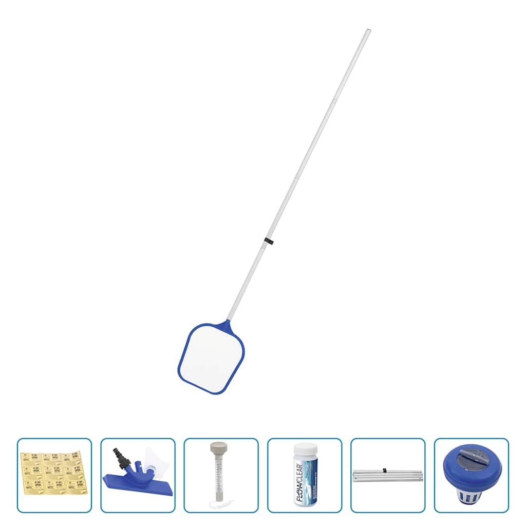 Detail van de blauwe skimmerkop van de Bestway Flowclear onderhoudsset.