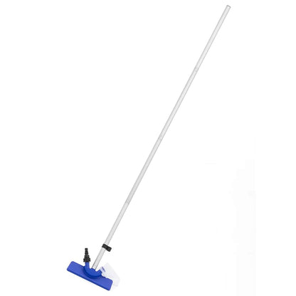 Detail van de Bestway Flowclear zuigkop met telescopische steel en blauwe kleur.