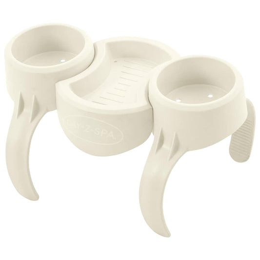Witte vidaXL Lay-Z-Spa bekerhouder met twee vakken voor glazen en flessen.