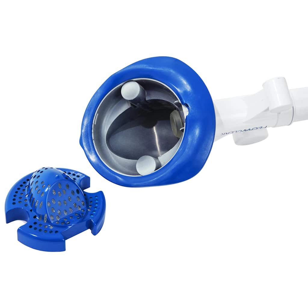 Detail van de blauwe voorfilter van de Bestway Flowclear AquaSweeper zwembadstofzuiger.