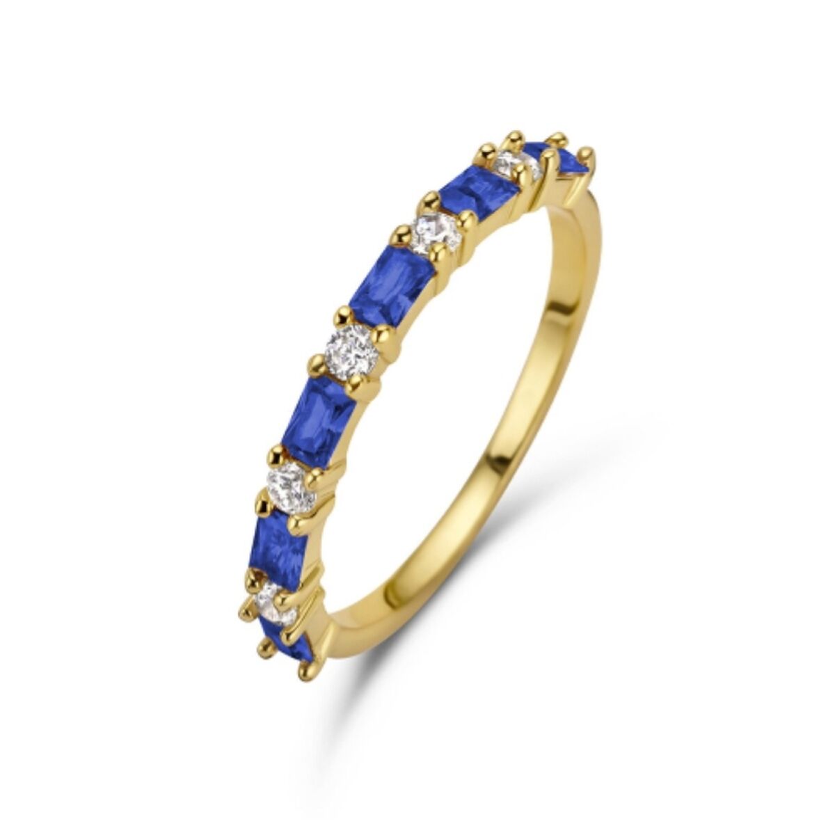 Elegante blauwe en gouden ring van New Bling met sprankelende stenen.