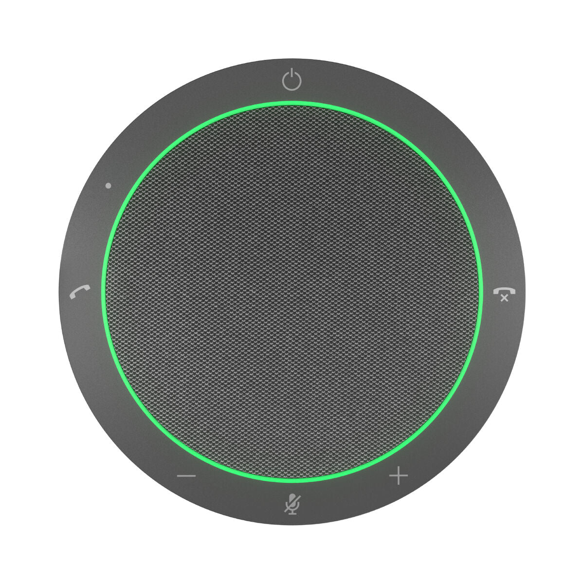 Jabra SPEAK2 40 Bluetooth-luidspreker in grijs met ruisonderdrukking, bovenaanzicht.