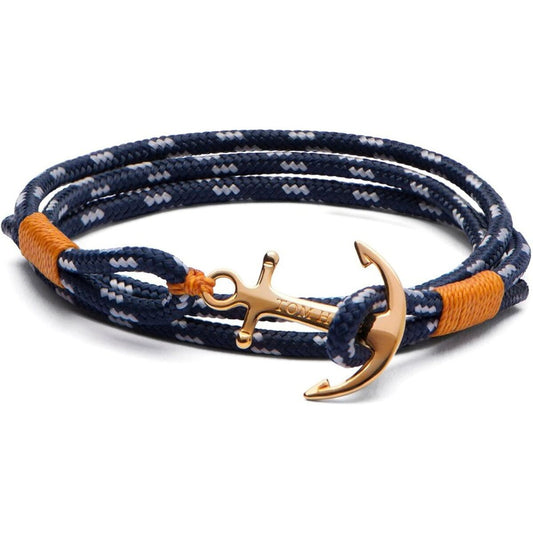 Elegante Tom Hope armband voor dames in blauwe kleur met gouden anker.