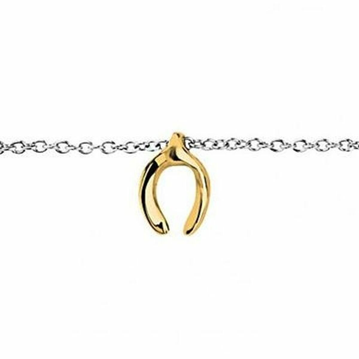 Breil armband voor dames met een elegante gouden wishbone hanger op een zilveren ketting.